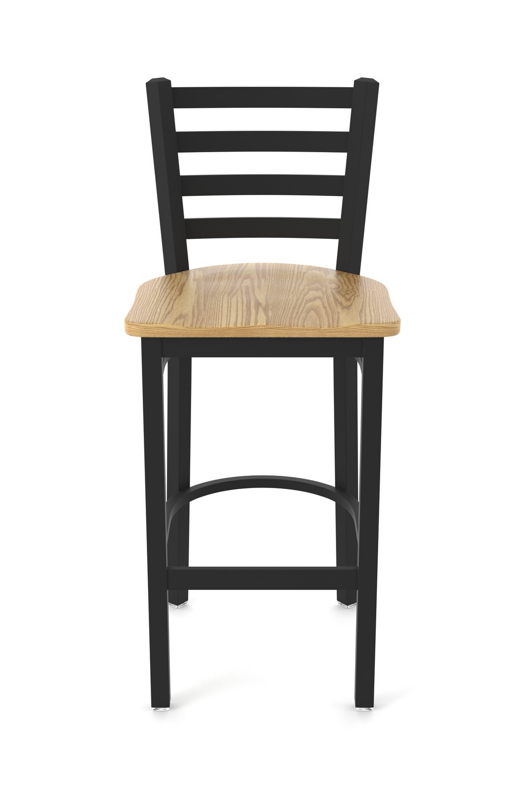 30-Inch Ladder Back Bar Stool with Steel Frame, Black Wrinkle Finish, and Natural Oak Seat 4 30-Inch Ladder Back Bar Stool with Steel Frame, Black Wrinkle Finish, and Natural Oak Seat - Image 4