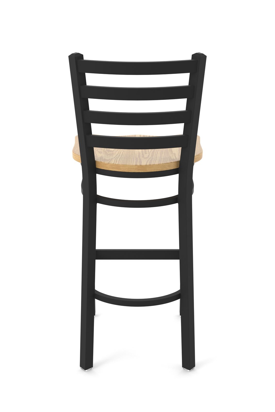 30-Inch Ladder Back Bar Stool with Steel Frame, Black Wrinkle Finish, and Natural Oak Seat 5 30-Inch Ladder Back Bar Stool with Steel Frame, Black Wrinkle Finish, and Natural Oak Seat - Image 5
