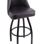 Boston Bruins 36-Inch Swivel Extra Tall Bar Stool w/ Black Wrinkle Finish, Padded Back, 4-Inch Cushion Seat
