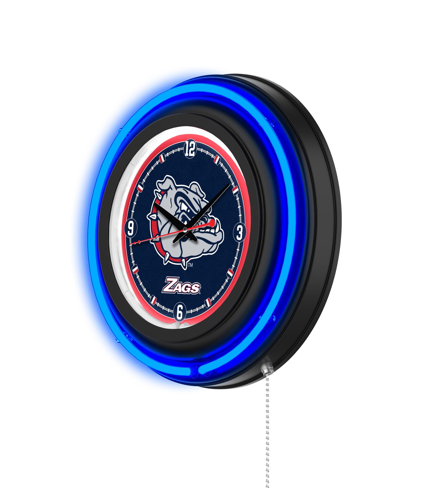 Gonzaga 15-Inch Neon Logo Clock in Black 2 Gonzaga 15-Inch Neon Logo Clock in Black - Image 2