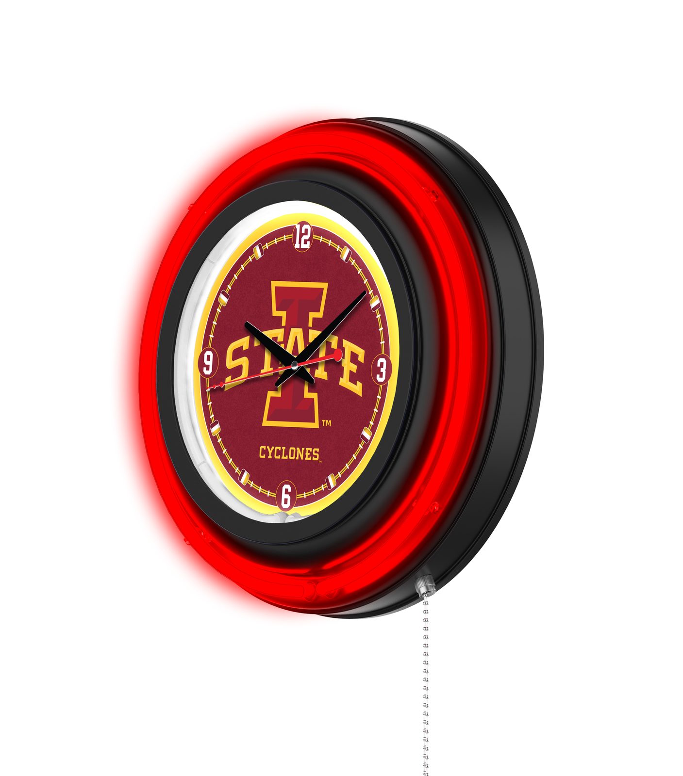 Iowa State University 15-Inch Neon Logo Clock in Black 2 Iowa State University 15-Inch Neon Logo Clock in Black - Image 2