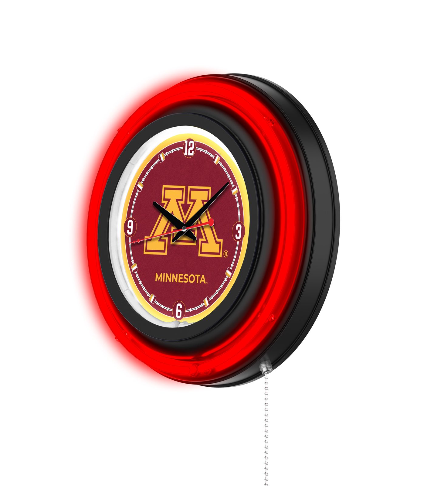 University of Minnesota 15-Inch Neon Logo Clock in Black 2 University of Minnesota 15-Inch Neon Logo Clock in Black - Image 2