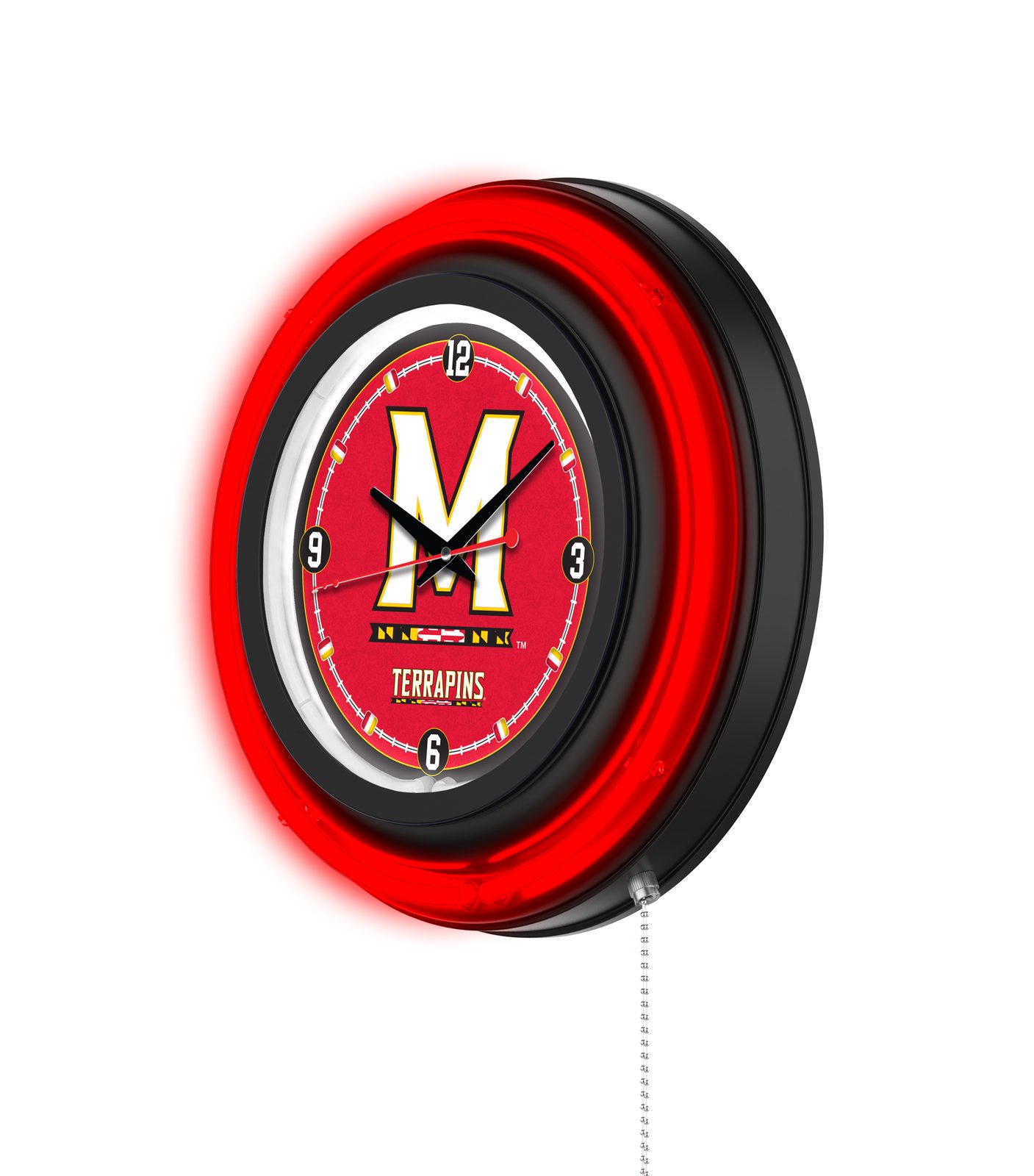 University of Maryland 15-Inch Neon Logo Clock in Black 2 University of Maryland 15-Inch Neon Logo Clock in Black - Image 2
