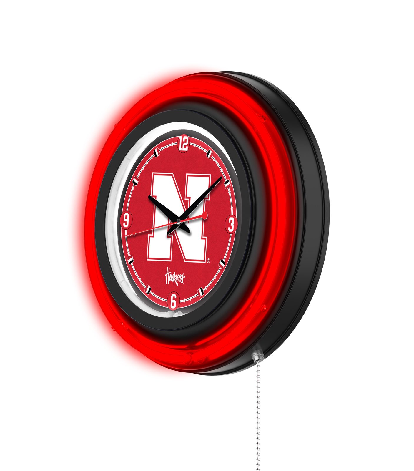 University of Nebraska 15-Inch Neon Logo Clock in Black 2 University of Nebraska 15-Inch Neon Logo Clock in Black - Image 2