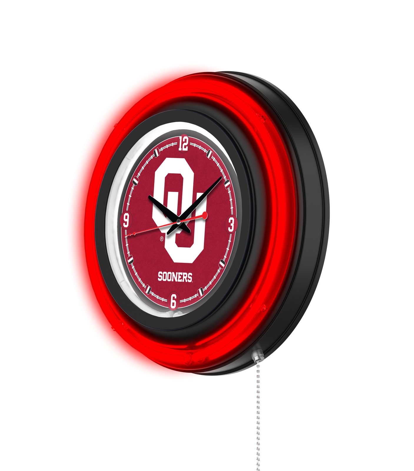 Oklahoma University 15-Inch Neon Logo Clock in Black 2 Oklahoma University 15-Inch Neon Logo Clock in Black - Image 2