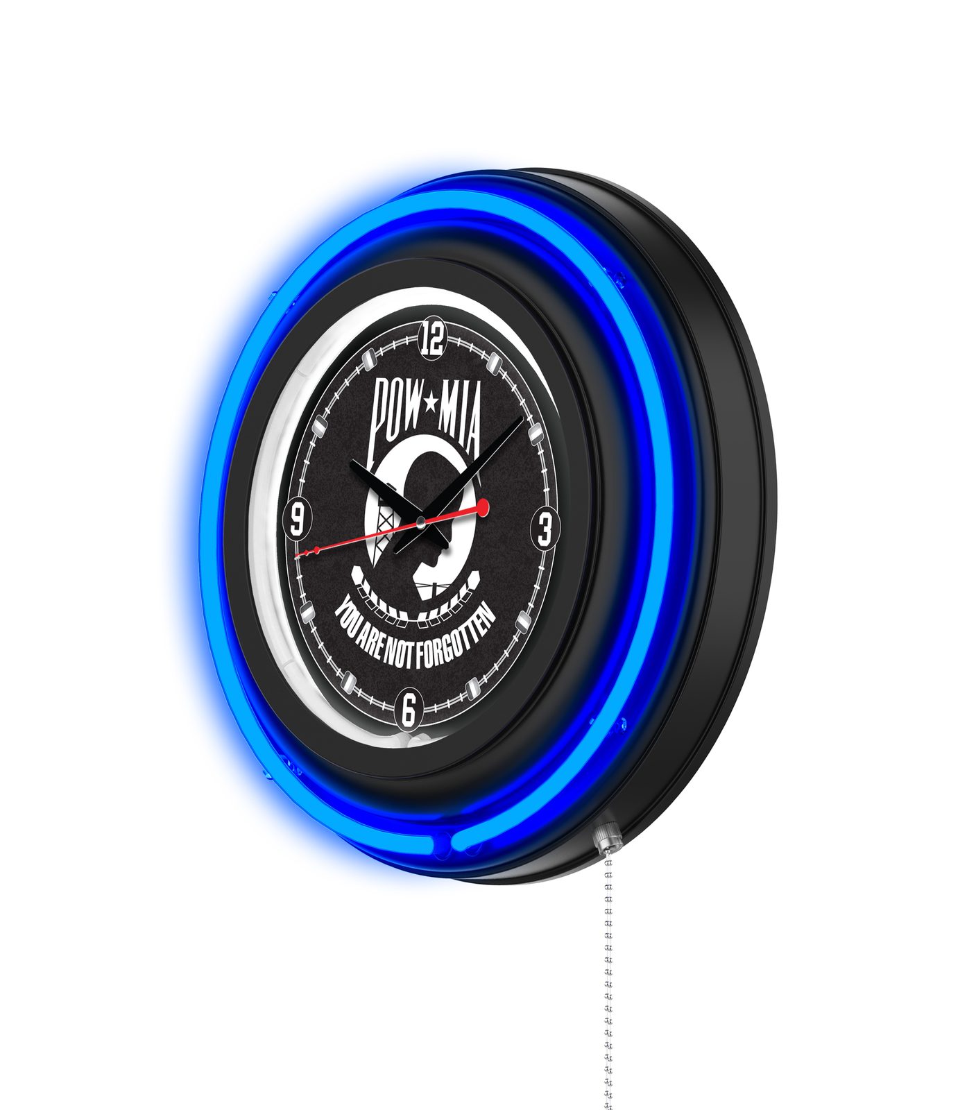 POW/MIA 15-Inch Neon Logo Clock in Black 2 POW/MIA 15-Inch Neon Logo Clock in Black - Image 2