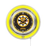 Boston Bruins 15-Inch Neon Logo Clock in Chrome 3 Boston Bruins 15-Inch Neon Logo Clock in Chrome