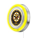 Boston Bruins 15-Inch Neon Logo Clock in Chrome 4 Boston Bruins 15-Inch Neon Logo Clock in Chrome
