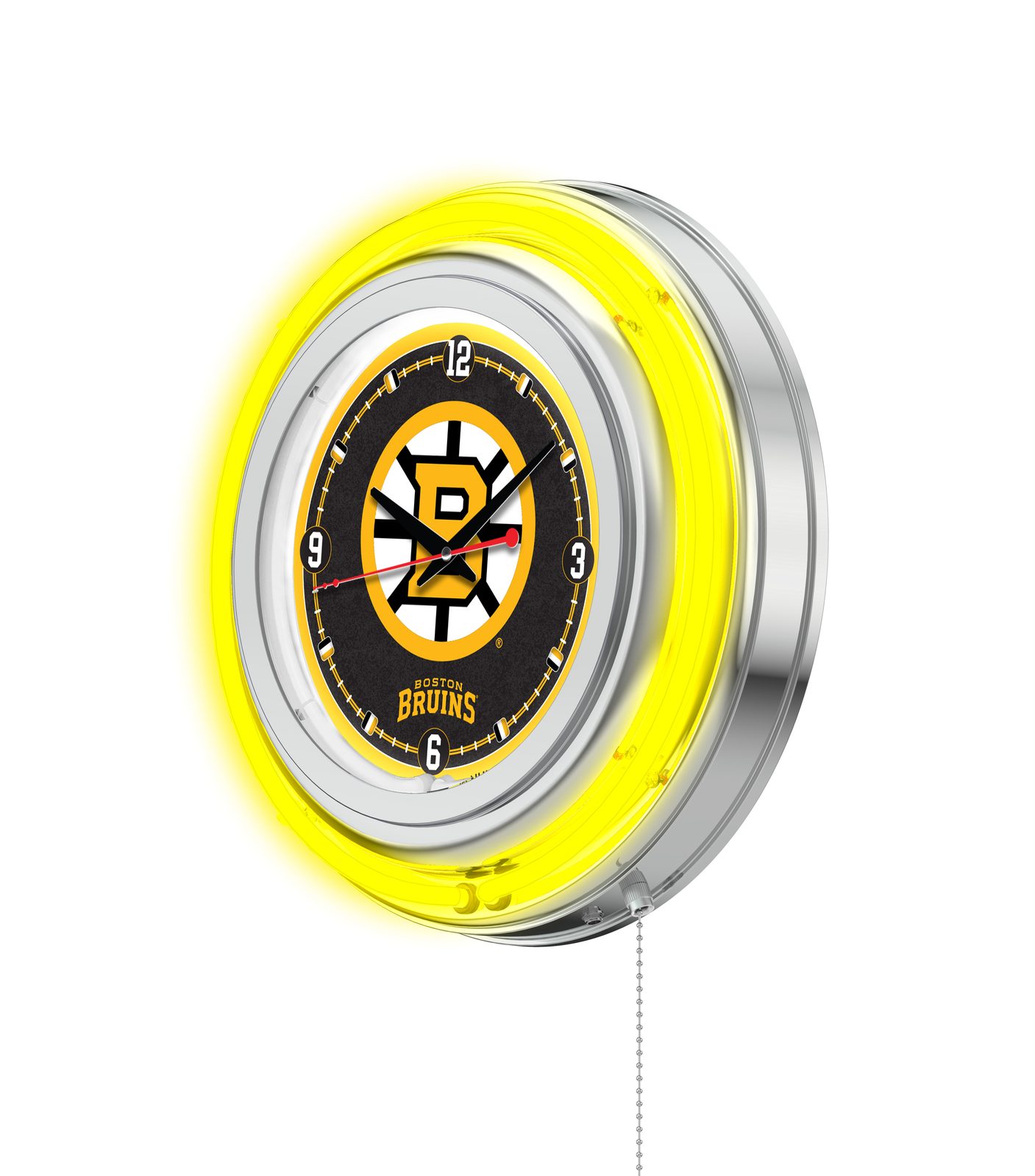 Boston Bruins 15-Inch Neon Logo Clock in Chrome 2 Boston Bruins 15-Inch Neon Logo Clock in Chrome - Image 2