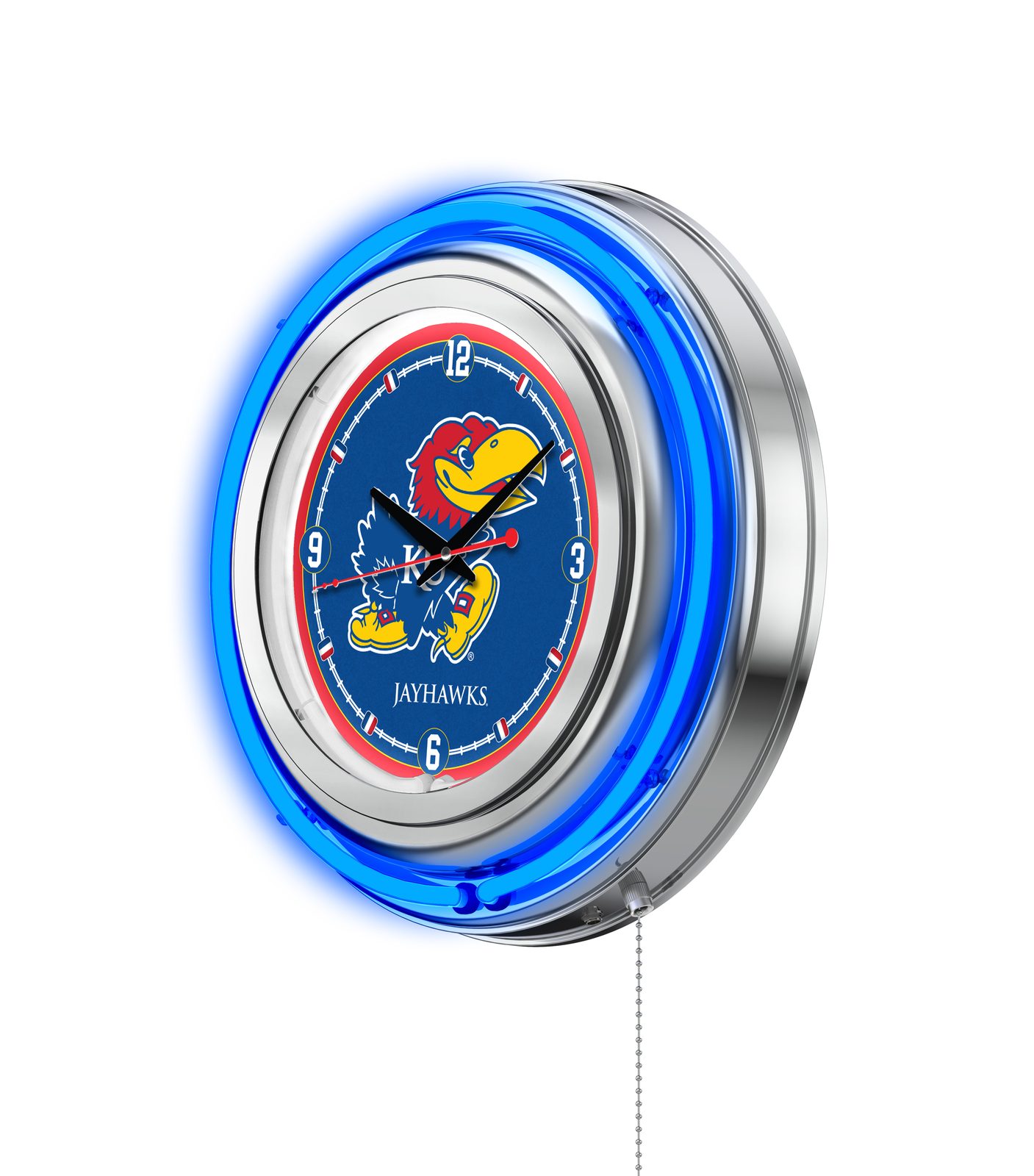 University of Kansas 15-Inch Neon Logo Clock in Chrome 2 University of Kansas 15-Inch Neon Logo Clock in Chrome - Image 2