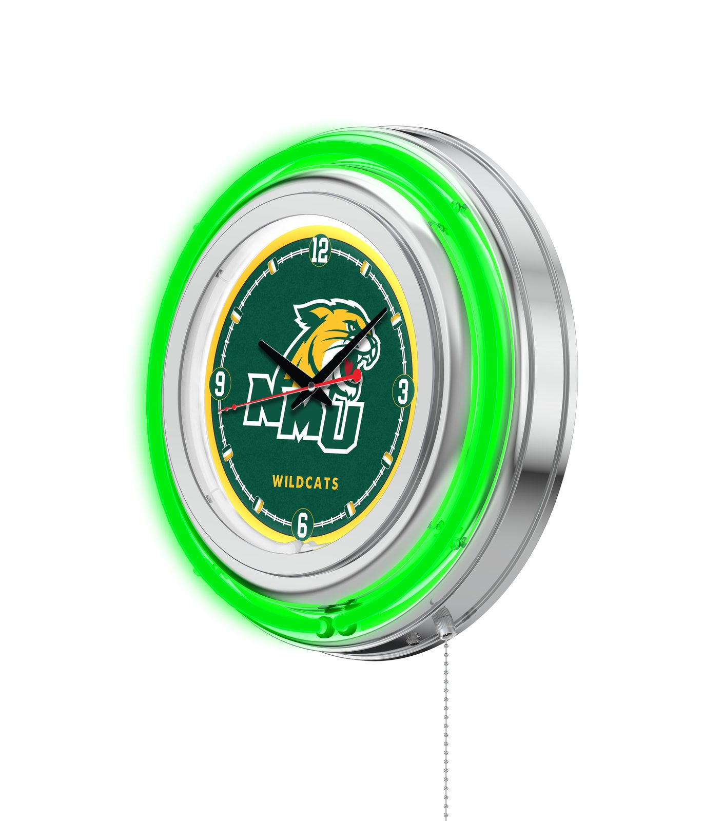 Northern Michigan University 15-Inch Neon Logo Clock in Chrome 2 Northern Michigan University 15-Inch Neon Logo Clock in Chrome - Image 2