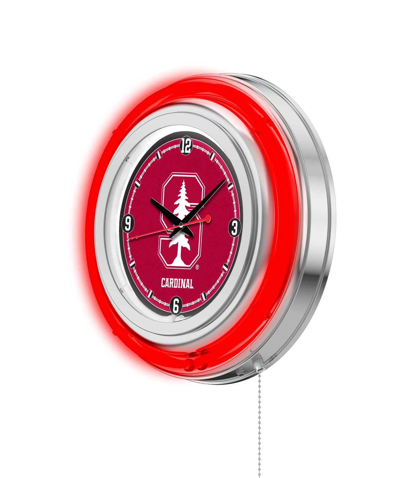 Stanford University 15-Inch Neon Logo Clock in Chrome 2 Stanford University 15-Inch Neon Logo Clock in Chrome - Image 2
