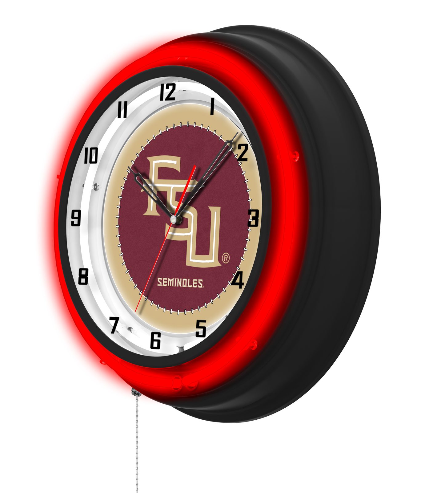 Florida State (Script) 19-Inch Neon Logo Clock in Black 2 Florida State (Script) 19-Inch Neon Logo Clock in Black - Image 2