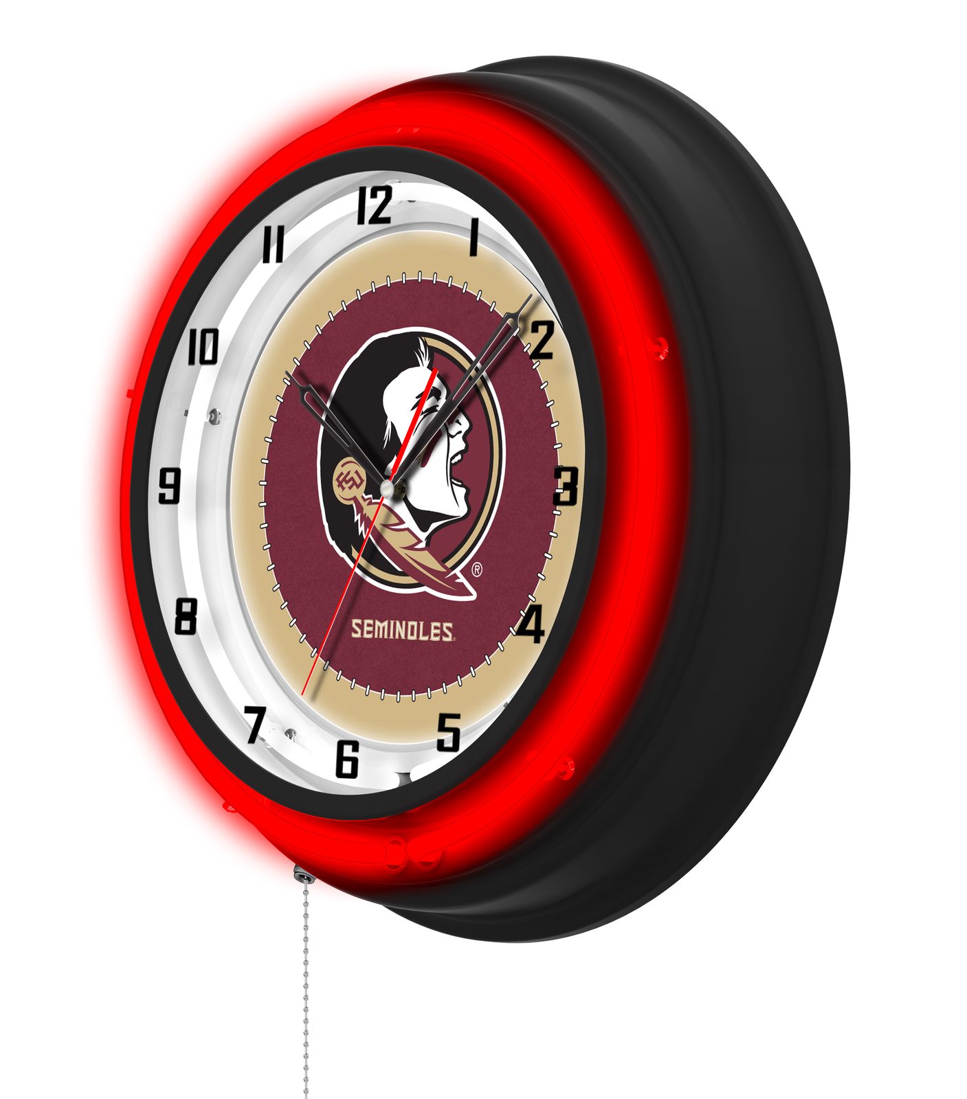Florida State (Head) 19-Inch Neon Logo Clock in Black 2 Florida State (Head) 19-Inch Neon Logo Clock in Black - Image 2
