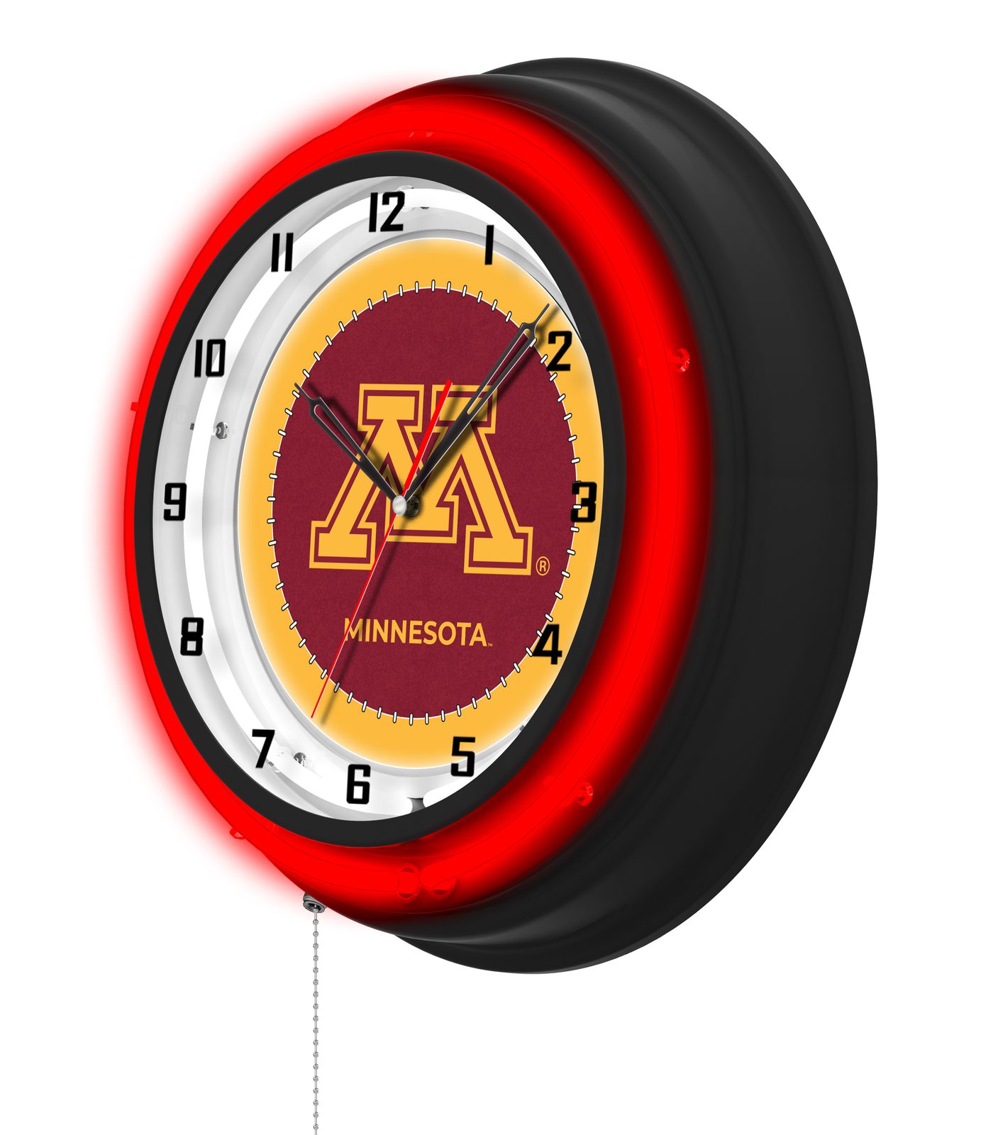 University of Minnesota 19-Inch Neon Logo Clock in Black 2 University of Minnesota 19-Inch Neon Logo Clock in Black - Image 2