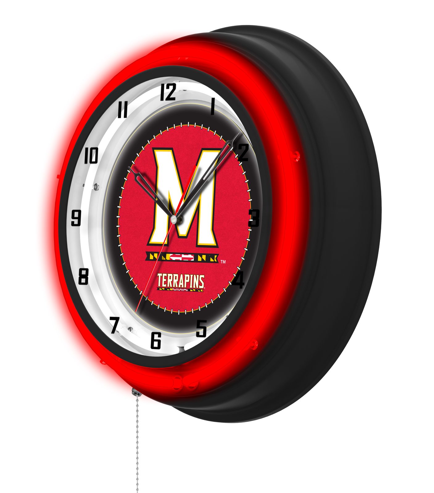 University of Maryland 19-Inch Neon Logo Clock in Black 2 University of Maryland 19-Inch Neon Logo Clock in Black - Image 2