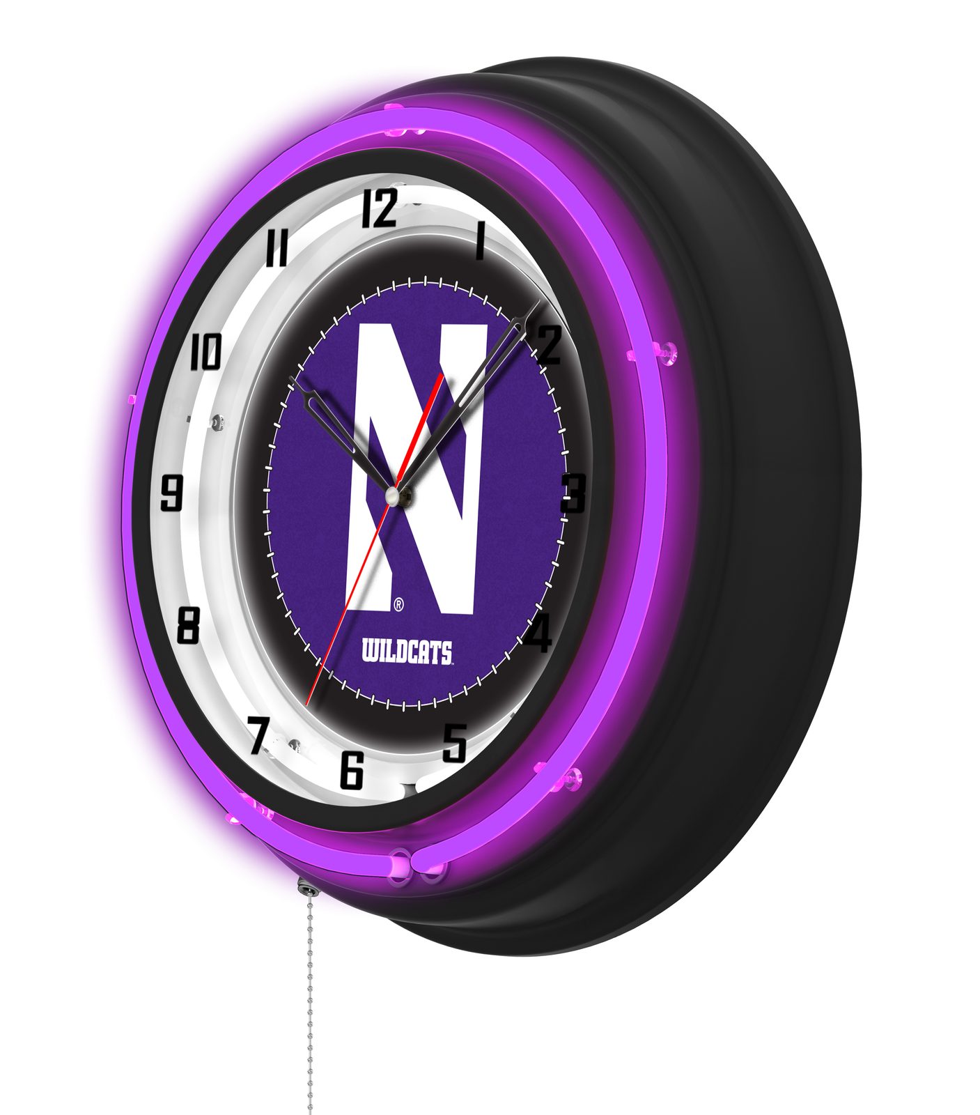Northwestern University 19-Inch Neon Logo Clock in Black 2 Northwestern University 19-Inch Neon Logo Clock in Black - Image 2