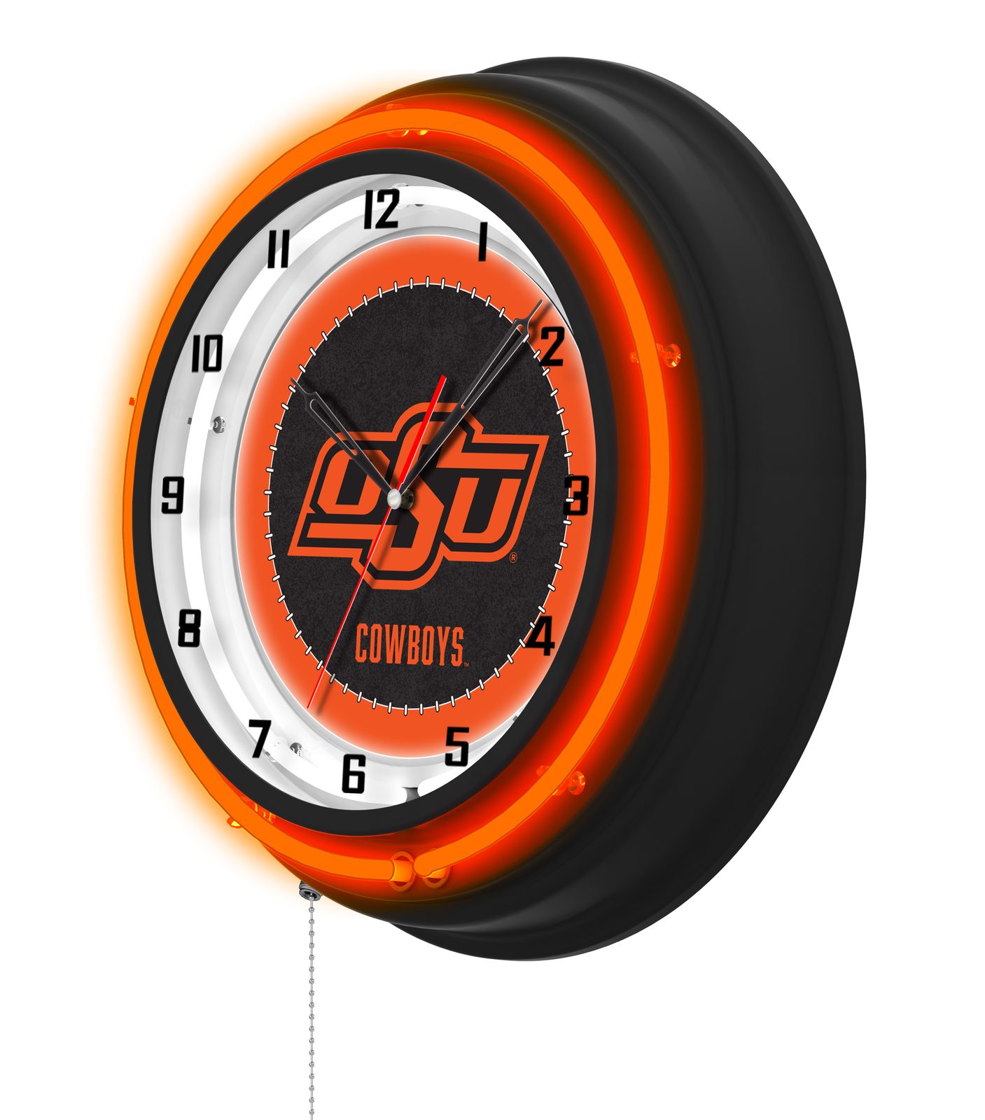 Oklahoma State University 19-Inch Neon Logo Clock in Black 2 Oklahoma State University 19-Inch Neon Logo Clock in Black - Image 2
