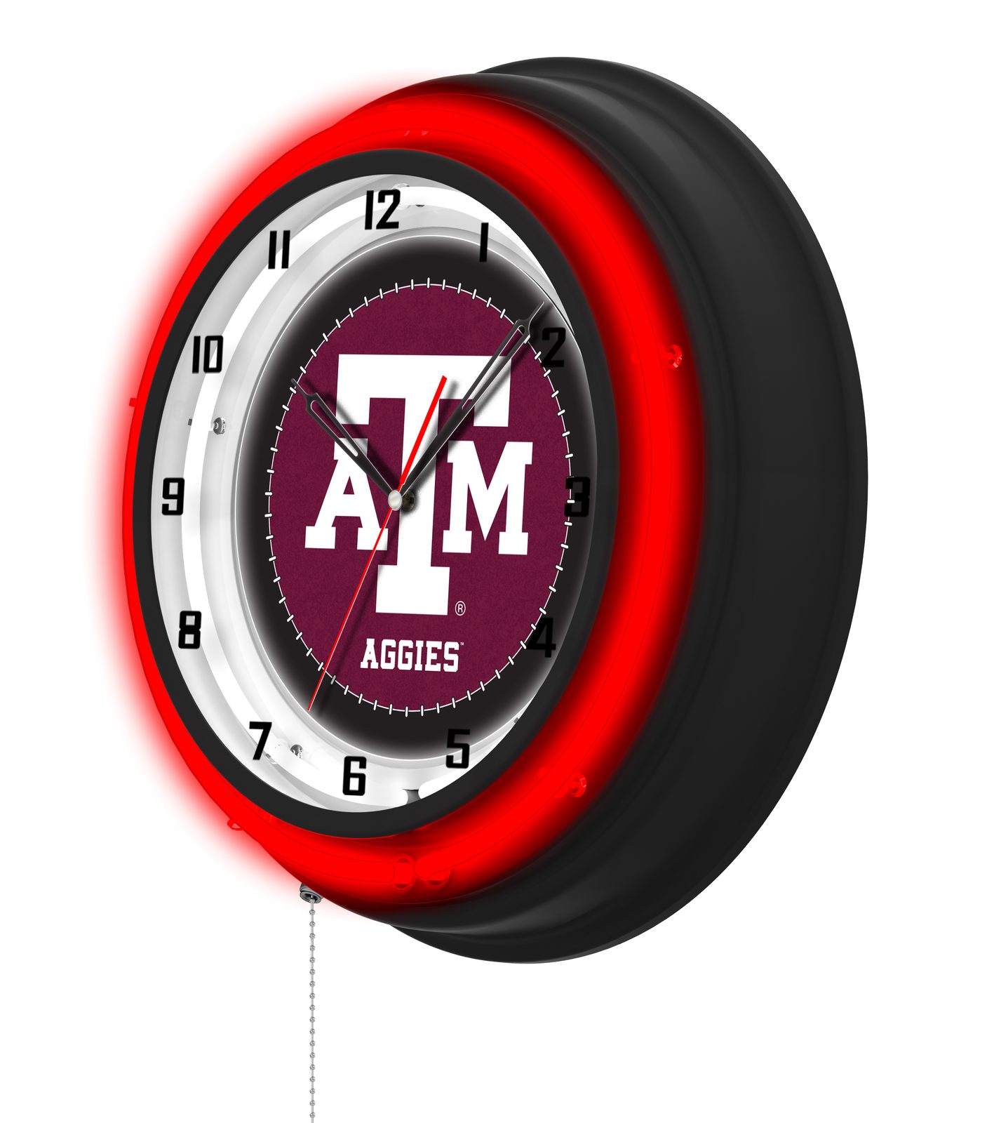 Texas A&M 19-Inch Neon Logo Clock in Black 2 Texas A&M 19-Inch Neon Logo Clock in Black - Image 2