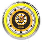 Boston Bruins 19-Inch Neon Logo Clock in Chrome 3 Boston Bruins 19-Inch Neon Logo Clock in Chrome