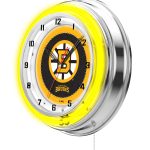 Boston Bruins 19-Inch Neon Logo Clock in Chrome 4 Boston Bruins 19-Inch Neon Logo Clock in Chrome
