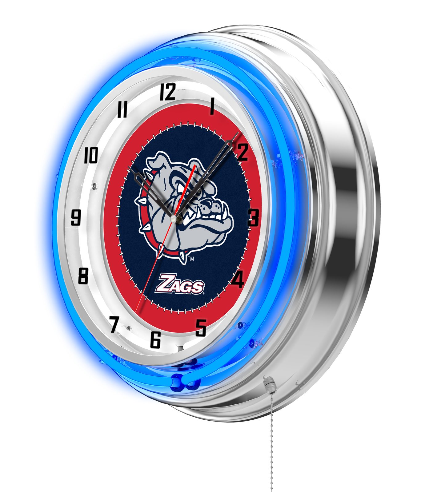 Gonzaga 19-Inch Neon Logo Clock in Chrome 2 Gonzaga 19-Inch Neon Logo Clock in Chrome - Image 2