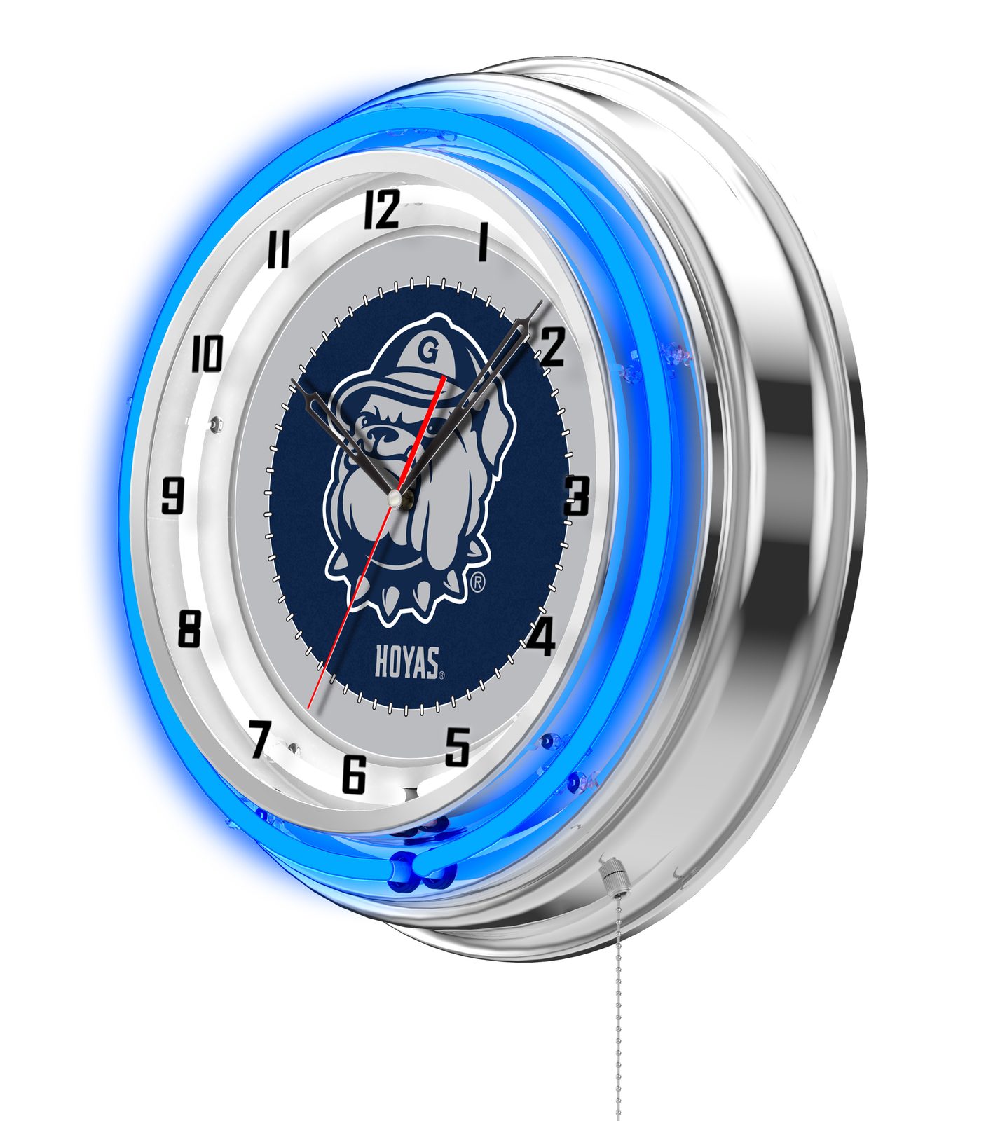 Georgetown University 19-Inch Neon Logo Clock in Chrome 2 Georgetown University 19-Inch Neon Logo Clock in Chrome - Image 2