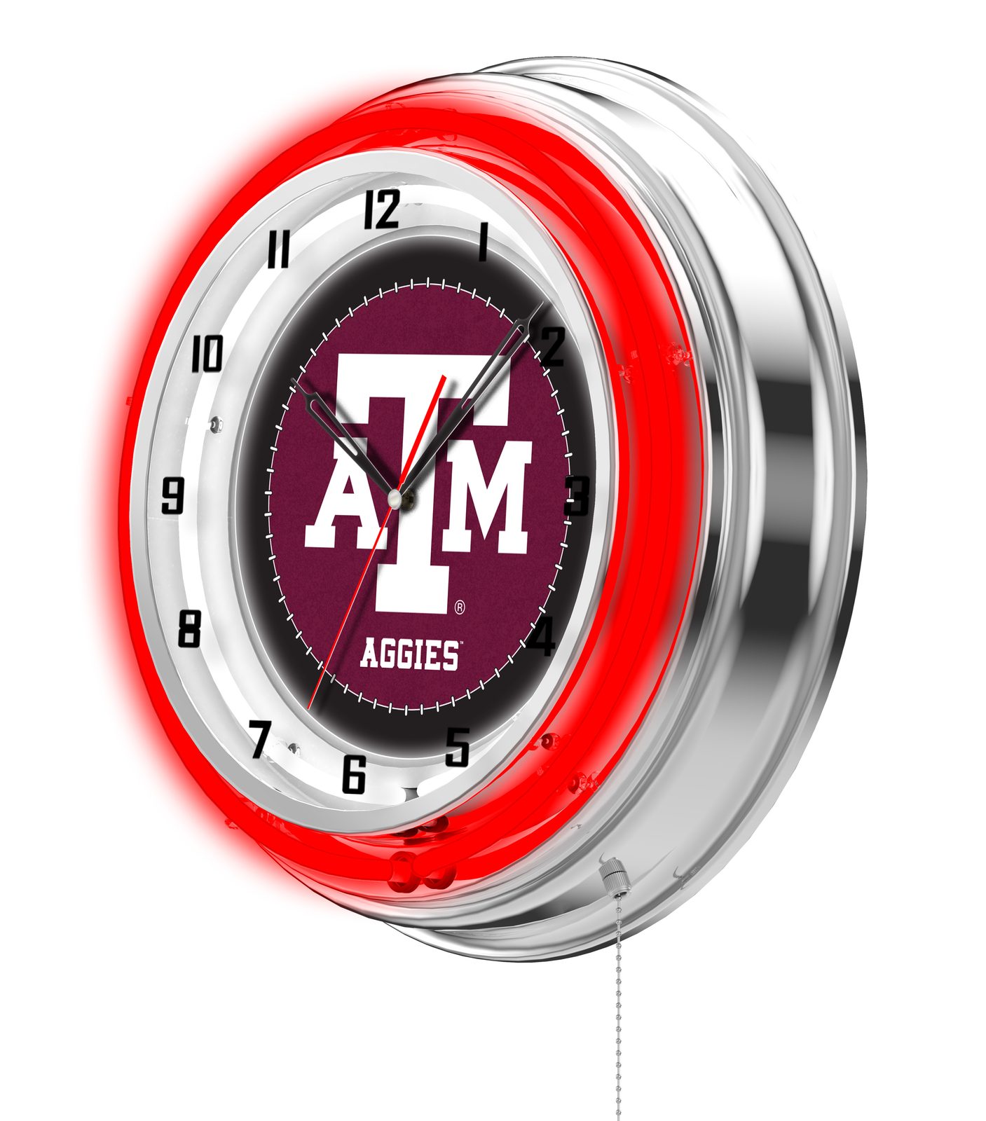 Texas A&M 19-Inch Neon Logo Clock in Chrome 2 Texas A&M 19-Inch Neon Logo Clock in Chrome - Image 2