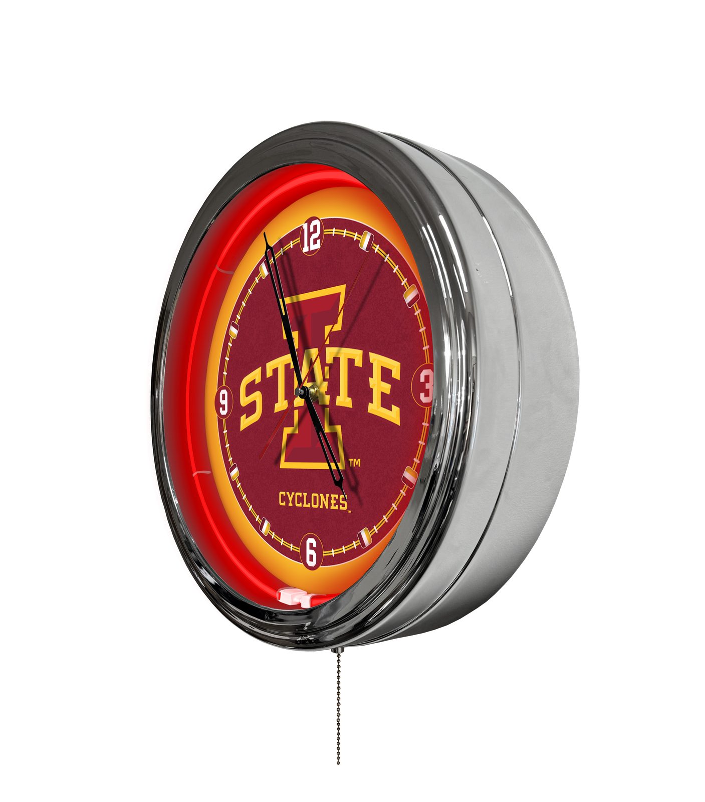 Iowa State University 16-Inch LED Wall Clock in Chrome 2 Iowa State University 16-Inch LED Wall Clock in Chrome - Image 2