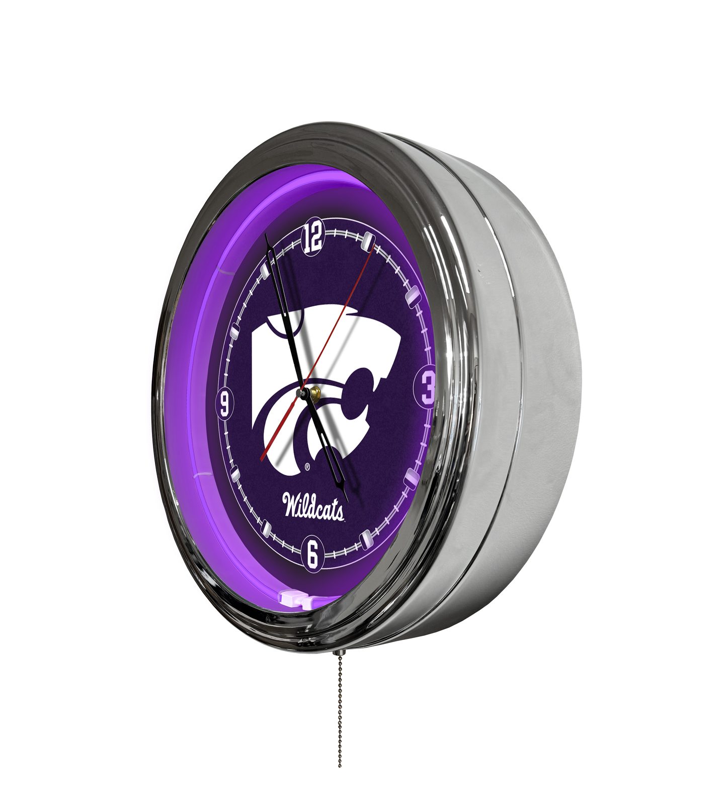 Kansas State University 16-Inch LED Wall Clock in Chrome 2 Kansas State University 16-Inch LED Wall Clock in Chrome - Image 2
