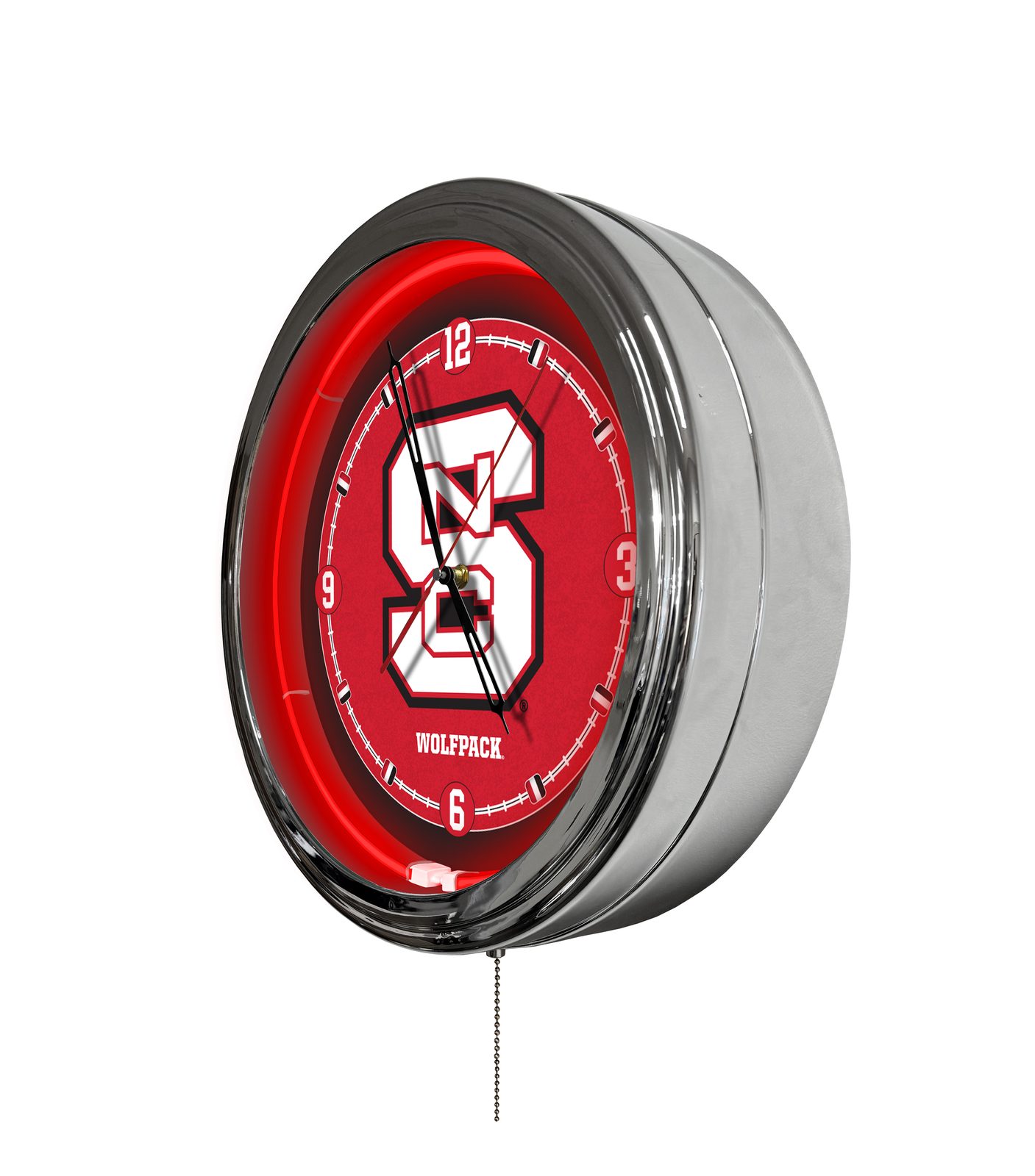 North Carolina State University 16-Inch LED Wall Clock in Chrome 2 North Carolina State University 16-Inch LED Wall Clock in Chrome - Image 2