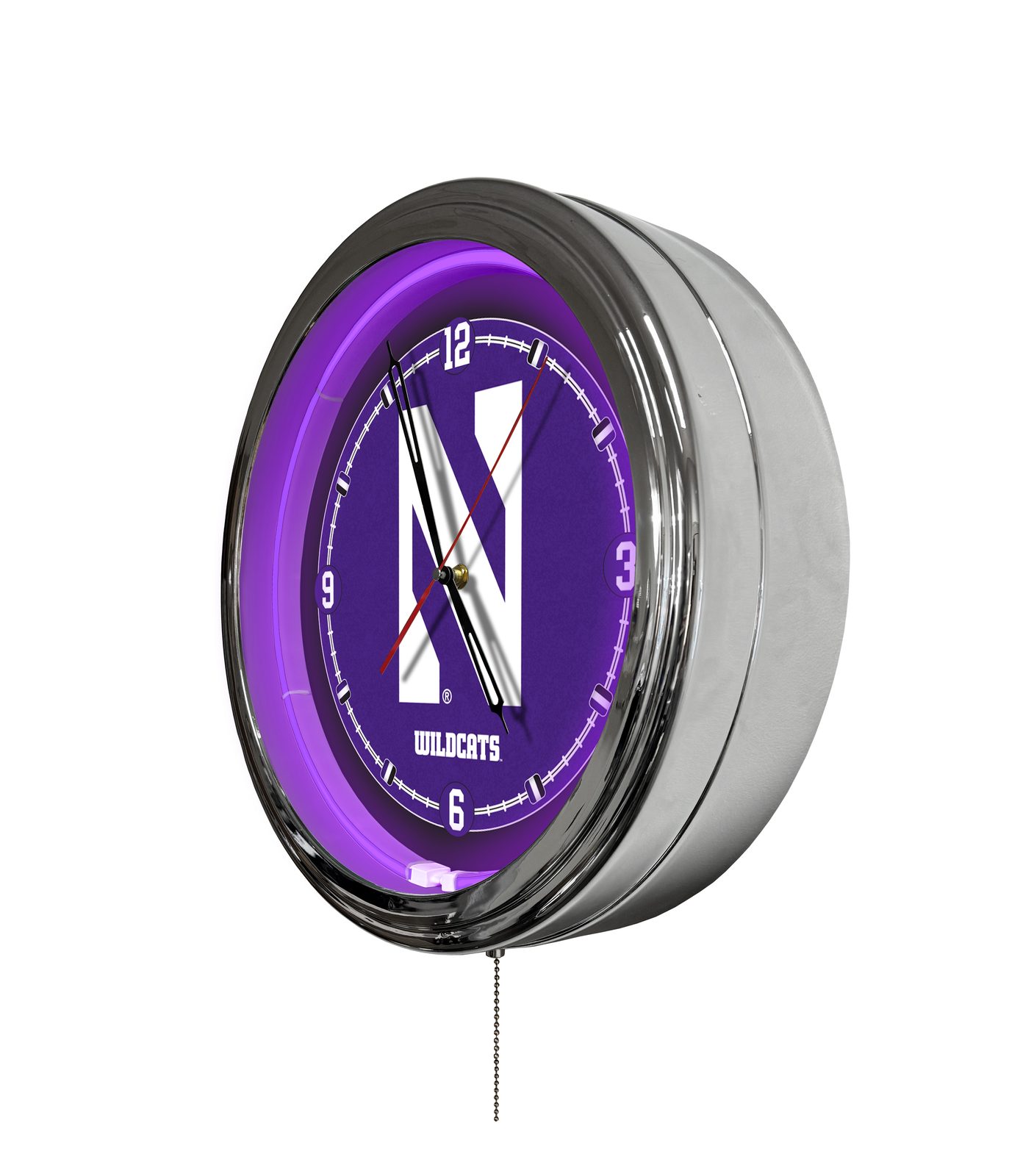 Northwestern University 16-Inch LED Wall Clock in Chrome 2 Northwestern University 16-Inch LED Wall Clock in Chrome - Image 2