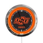 Oklahoma State University 16-Inch LED Wall Clock in Chrome