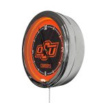 Oklahoma State University 16-Inch LED Wall Clock in Chrome