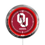 Oklahoma University 16-Inch LED Wall Clock in Chrome