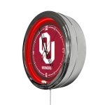 Oklahoma University 16-Inch LED Wall Clock in Chrome