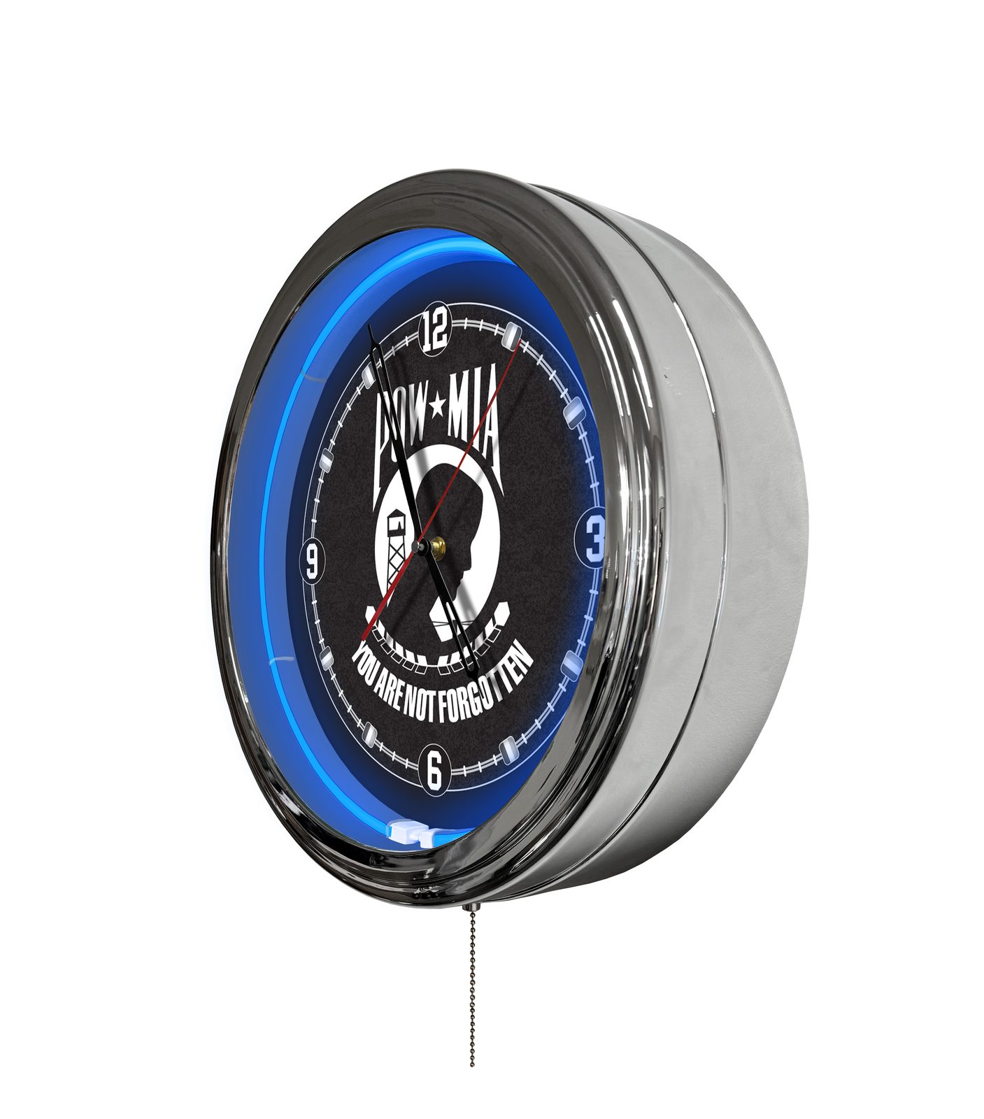 POW/MIA 16-Inch LED Wall Clock in Chrome 2 POW/MIA 16-Inch LED Wall Clock in Chrome - Image 2