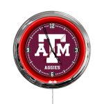 Texas A&M 16-Inch LED Wall Clock in Chrome
