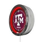 Texas A&M 16-Inch LED Wall Clock in Chrome