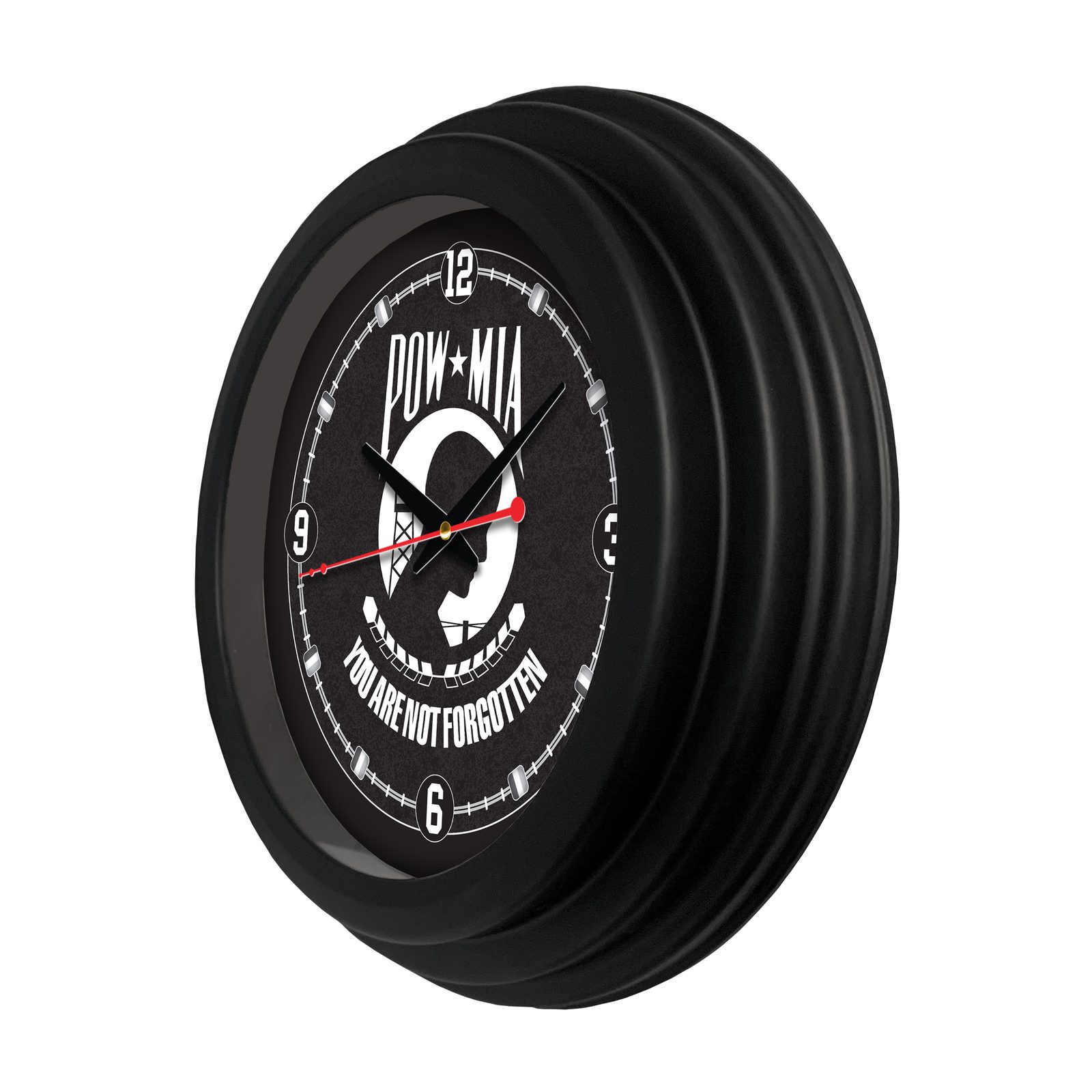 POW/MIA 15-Inch Wall Clock in Black 2 POW/MIA 15-Inch Wall Clock in Black - Image 2