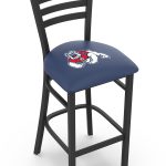 Fresno State University 25-Inch Stationary Counter Stool w/ Black Wrinkle Finish, Ladder Back, 2.5-Inch Cushion Seat