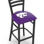 Kansas State University 25-Inch Stationary Counter Stool w/ Black Wrinkle Finish, Ladder Back, 2.5-Inch Cushion Seat