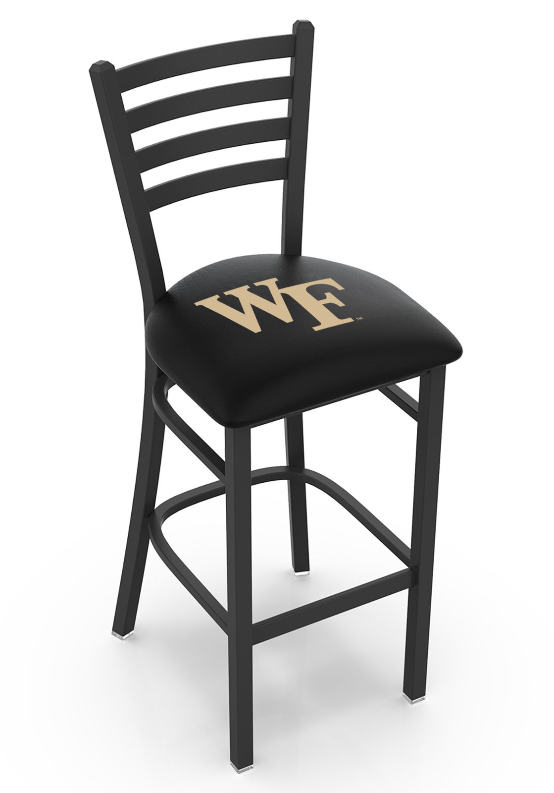 Wake Forest University 25-Inch Stationary Counter Stool w/ Black Wrinkle Finish, Ladder Back, 2.5-Inch Cushion Seat 1 Wake Forest University 25-Inch Stationary Counter Stool w/ Black Wrinkle Finish, Ladder Back, 2.5-Inch Cushion Seat