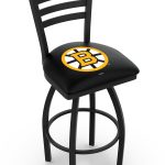 Boston Bruins 36-Inch Swivel Extra Tall Bar Stool w/ Black Wrinkle Finish, Ladder Back, 2.5-Inch Cushion Seat 5 Boston Bruins 36-Inch Swivel Extra Tall Bar Stool w/ Black Wrinkle Finish, Ladder Back, 2.5-Inch Cushion Seat