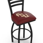 Florida State University 36-Inch Swivel Extra Tall Bar Stool w/ Black Wrinkle Finish, Ladder Back, 2.5-Inch Cushion Seat (Script Logo)