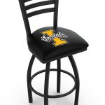University of Idaho 36-Inch Swivel Extra Tall Bar Stool w/ Black Wrinkle Finish, Ladder Back, 2.5-Inch Cushion Seat