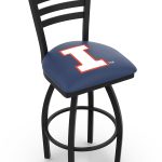 University of Illinois 36-Inch Swivel Extra Tall Bar Stool w/ Black Wrinkle Finish, Ladder Back, 2.5-Inch Cushion Seat 4 University of Illinois 36-Inch Swivel Extra Tall Bar Stool w/ Black Wrinkle Finish, Ladder Back, 2.5-Inch Cushion Seat
