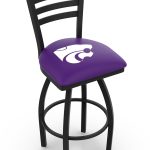 Kansas State University 36-Inch Swivel Extra Tall Bar Stool w/ Black Wrinkle Finish, Ladder Back, 2.5-Inch Cushion Seat