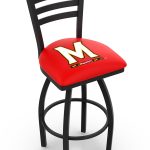 University of Maryland 36-Inch Swivel Extra Tall Bar Stool w/ Black Wrinkle Finish, Ladder Back, 2.5-Inch Cushion Seat 4 University of Maryland 36-Inch Swivel Extra Tall Bar Stool w/ Black Wrinkle Finish, Ladder Back, 2.5-Inch Cushion Seat