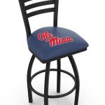 University of Mississippi 36-Inch Swivel Extra Tall Bar Stool w/ Black Wrinkle Finish, Ladder Back, 2.5-Inch Cushion Seat 4 University of Mississippi 36-Inch Swivel Extra Tall Bar Stool w/ Black Wrinkle Finish, Ladder Back, 2.5-Inch Cushion Seat